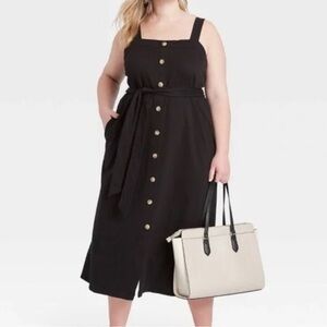 Ava & Viv Black Buttoned Midi Dress
